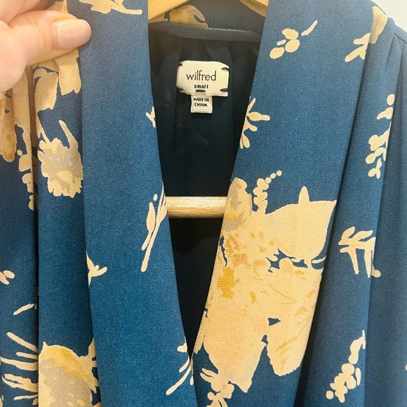 Aritzia Wilfred teal & cream summer dress with pockets - Picture 3 of 4